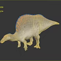 Realistic Dinosaur Model With Gray Body And Orange White Fringe Sailback Design
