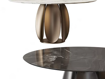 Elegant Modern Dining Table With Marble Top And Metal Pedestal Base 3d model