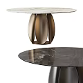 Elegant Modern Dining Table With Marble Top And Metal Pedestal Base 3d model