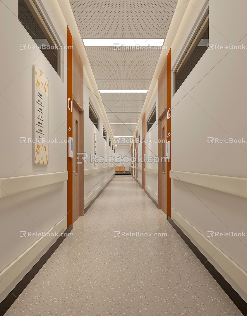 Modern aisle Clinic Corridor Hospital Corridor 3d model