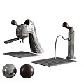 Heavy Duty Stainless Steel Commercial Kitchen Faucets with Wooden Handles and Drain Boards