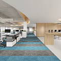 Modern Public Office Space Interior With Glass Partitions And Ergonomic Workstations 3d model