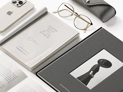 Elegant Hardcover Books With Open White Pages And Black Cover Illustration Design 3d model