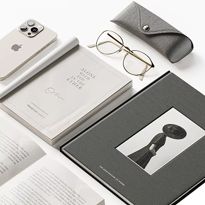 Elegant Hardcover Books With Open White Pages And Black Cover Illustration Design 3d model