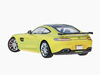Yellow Sports Car Exterior With Black Rear Spoiler And Silver Alloy Wheels 3d model