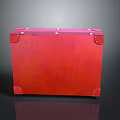 Vintage Red Leather Suitcase With Metal Corners And Brass Fasteners