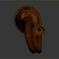 Vintage Copper Colored Horn with Curved Design and Rustic Texture as Practical Household Item
