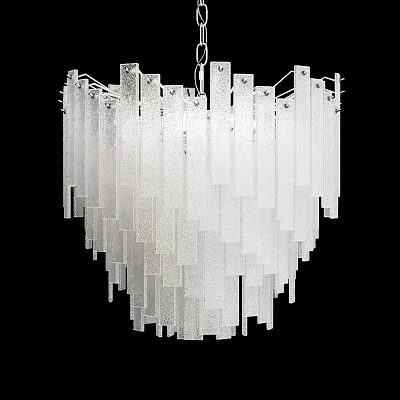 Elegant Modern Chandelier With Frosted Glass Strips And Geometric Hanging Design 3d model