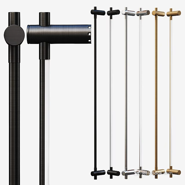 Modern Metal Wall Lamps with Sleek Design in Black Gold and Silver Tones 3d model 