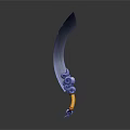 Fantasy Scimitar Weapon With Rainbow Colored Blade And Blue Decorative Handle