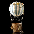 Creative Hot Air Balloon Table Lamp With Red White Stripes And Star Patterns 3d model