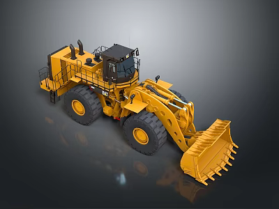 Yellow Heavy Duty Front Loader With Large Tires And Front Bucket For Industrial Use 3d model
