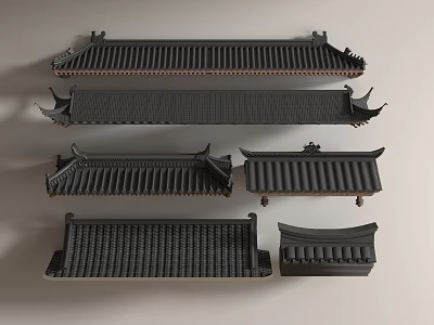 New Chinese Style Chinese Style Ancient Building Chinese Eaves Eaves Roof Head Tile Roof House Chinese Style Hest Top Glazed Tile Chinese Style Eaves Chinese Style Roof 3d model