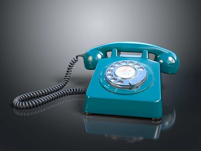 Vintage Blue Rotary Dial Computer Modem Displaying Classic Retro Design Elements 3d model