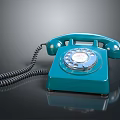 Vintage Blue Rotary Dial Computer Modem Displaying Classic Retro Design Elements 3d model