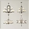 Modern Elegant Chandeliers With Metal Frame White Shades And Various Designs 3d model