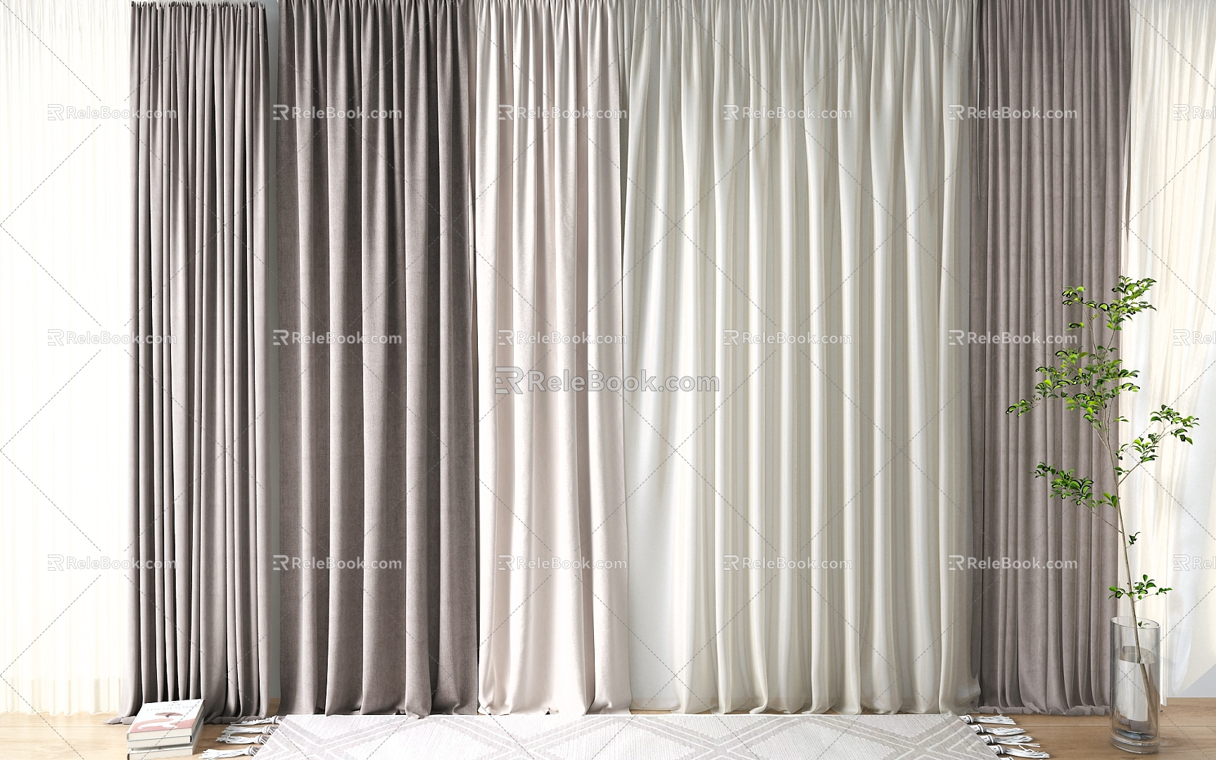 Nordic curtain gauze curtain 3d model