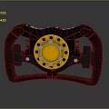 Sports Equipment Racing Steering Wheel with Yellow Center Black Frame Gray Grips and Ergonomic Design