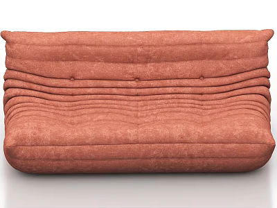 Coral Colored Bean Bag Sofa With Pleated Design For Comfortable Living Room 3d model