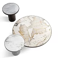 Modern Round Coffee Table With Marble Top And Leather Base Design 3d model