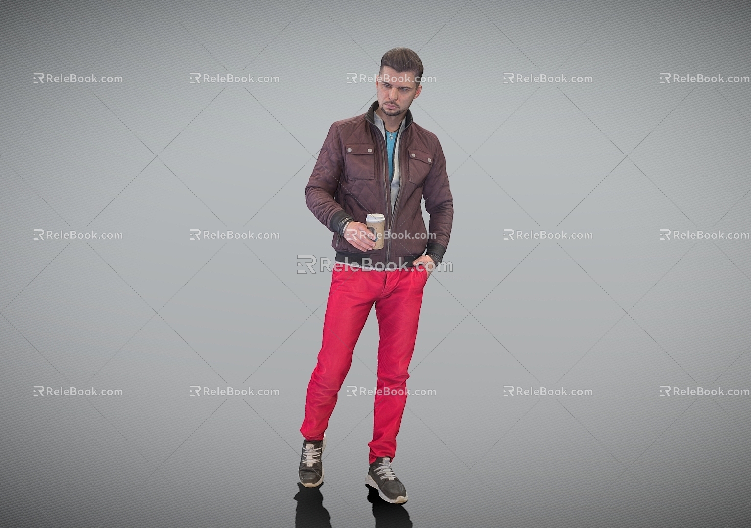 Brown Jacket Red Pants Sunny Men's Wear 3d model