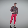 Brown Jacket Red Pants Sunny Men's Wear 3d model