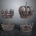 Four Metallic Crown Jewelry Pieces With Intricate Design For Luxury Collection