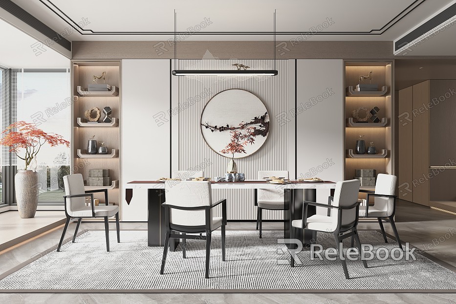 New Chinese Restaurant Dining Table and Chair Combination model