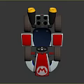 Red White Mario Go Kart Featuring M Logo Blue Seat Yellow Wheels