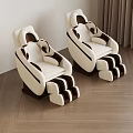 Comfortable White And Brown Massage Chairs On Wooden Floor With Modern Design
