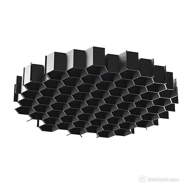 Black Hexagonal Module Structured Modern Ceiling Pendant Light Geometric Design Fixture 3d model 