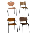 Modern Dining Chairs With Wooden Backrest And Metal Legs In Various Colors
