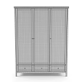 Tall Natural Wooden Cabinet With Mesh Doors And Bottom Storage Drawers