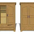 Traditional Wooden Wardrobes With Double Doors Glass Panels And Drawers For Home Storage