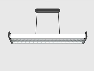 Modern Rectangular Suspended Pendant Light With Sleek Metal Body And LED Lighting 3d model