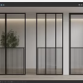 Modern Hinged Doors Interior Design With Glass Panels And Black Metal Frames 3d model