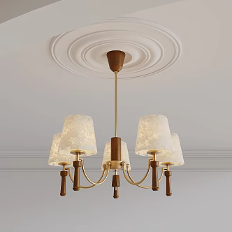 Middle Walnut Chandelier 3d model