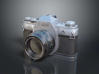 Canon Vintage Camera With Classic Design Metal Body And Professional Lens 3d model