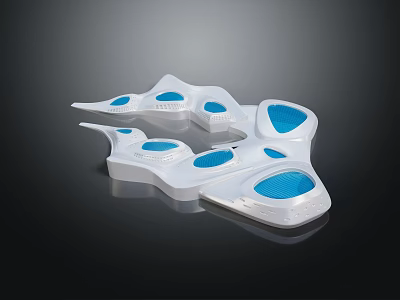 Cartoon Scene With White Irregular Shapes And Multiple Blue Circular Areas 3d model