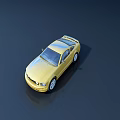 Yellow Sports Car With Two Door Design Shiny Roof Dark Background And Reflective Surface