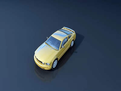 Yellow Sports Car With Two Door Design Shiny Roof Dark Background And Reflective Surface 3d model