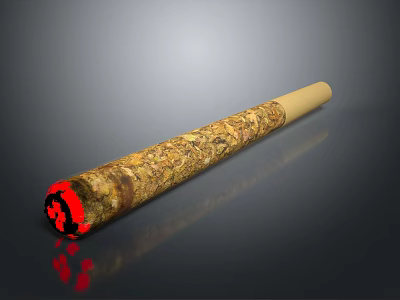 Brown Textured Herbal Daily Use Stick With Red Glowing End And Smooth Surface 3d model