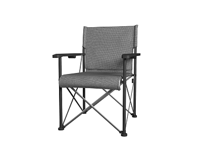 Folding Leisure Chair with Gray Fabric Seat Backrest and Black Metal Armrests Frame 3d model