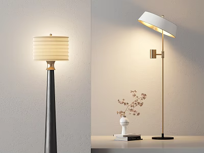 Modern Floor Lamps With Layered Shade And Golden Stand For Home Decor 3d model