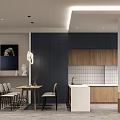 Modern Living and Dining Room Interior With Sofa Area Rug Artwork and Floor Lamp