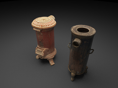 Vintage stove old stove 3d model