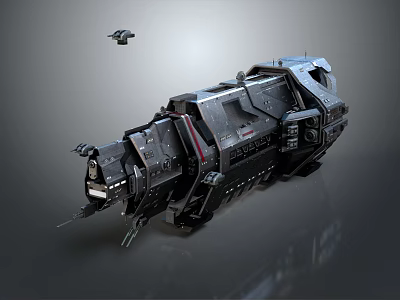 Futuristic Sci Fi Mechanical Vehicle With Small Aircraft And Metallic Details 3d model