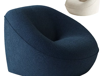 Single Sofa Dark Blue And Beige Bean Bag Style Cozy Modern Casual Living Room Furniture 3d model