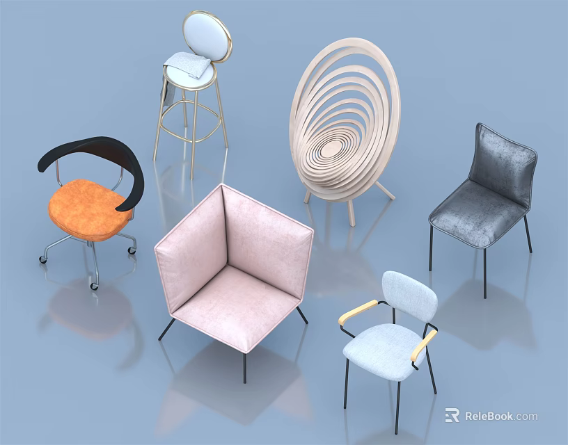 Modern Accent Chairs With Diverse Designs Soft Upholstery And Metal Legs 3d model 