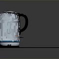 Modern Silver Electric Kettle With Black Handle Blue Display And Power Cord